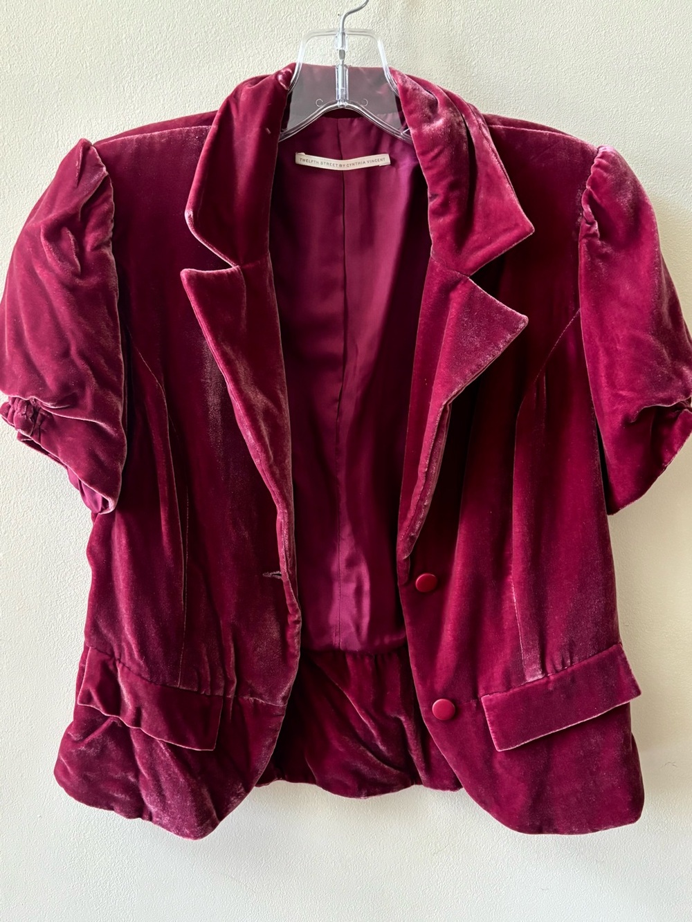 Twelfth Street by Cynthia Vincent Y2K Short Sleeve Velvet Jacket
